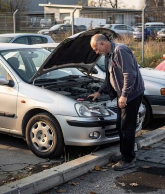 muskarac-auto-hauba-parking